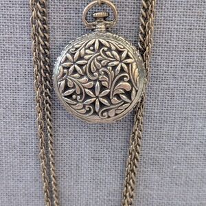 Gold Floral Locket Necklace Pendant - Women Jewelry